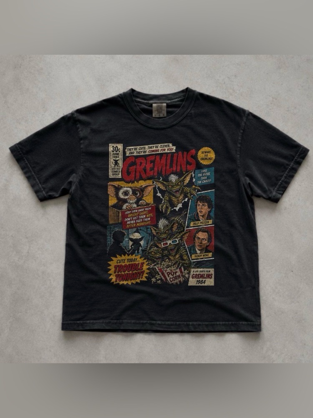 Gremlins Comic T-Shirt, Retro 80s Movie Graphic Tee, Vintage 1984 Nostalgia Tee